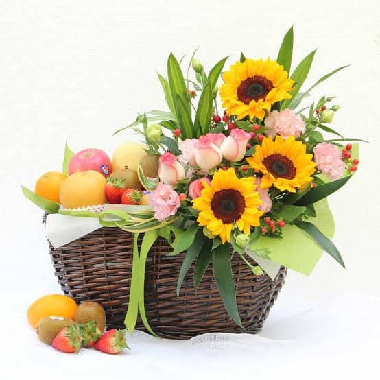 Fruit Basket with Flowers 1