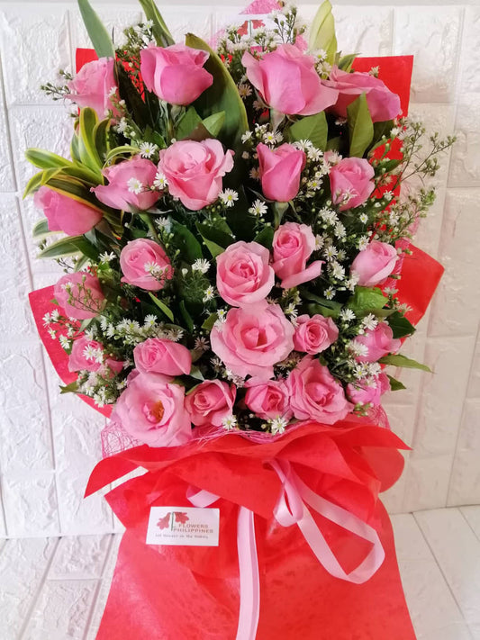 pink rose bouquet 2 dz.